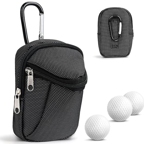 Golfball Tasche, HUIJUTCHEN Mini Aufbewahrungstasche Tragbare Golfballzubehör Schwarze Tasche Pitchgabel Werkzeugträger mit Reißverschluss Schlüsselring für Golfball Mann Damen Geschenktasche von HUIJUTCHEN