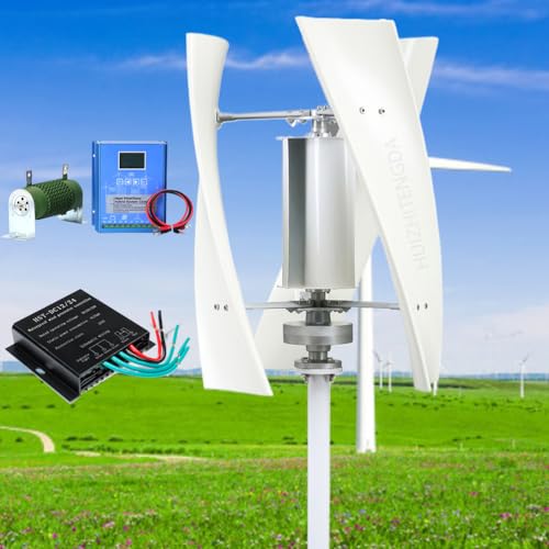 HUIZHITENGDA Geräuschloser Camping Permanent Magnet Generator, 12 V 24 V 48 V 220 V Windkraftanerator, W/Controller & 3 Klingen für Heimboote und Straßenbeleuchtung (5000W),12v von HUIZHITENGDA