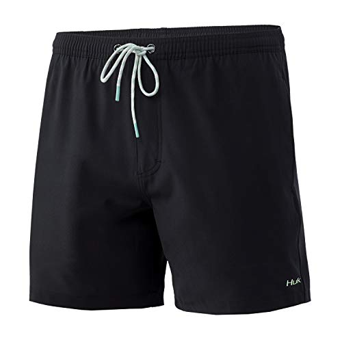 HUK Volley Herren Badeshorts mit elastischer Taille, schnelltrocknend, Schwarz, Größe XL von HUK