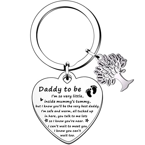 HULALA Schlüsselanhänger mit Aufschrift "Daddy to Be", Vatertagsgeschenk von Bump I Can't Wait to Meet You", Schlüsselanhänger, silber, Einheitsgröße von HULALA