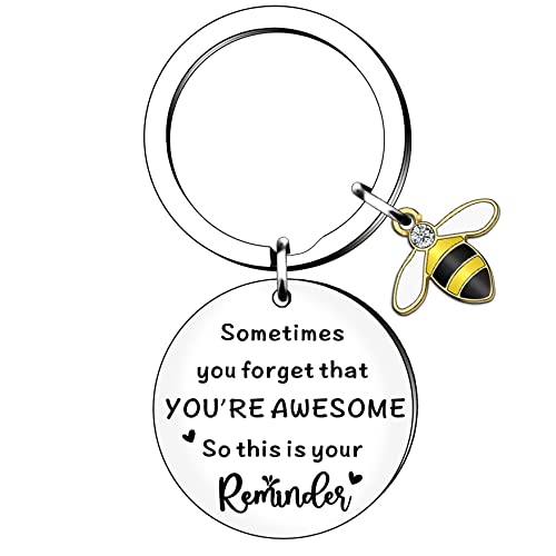 HULALA Somtimes You Forget You Are Awesome Geschenk, inspirierender Bienen-Schlüsselanhänger, Geschenke für Frauen, Mädchen, Männer, Jungen, beste Freundin, Einheitsgröße, Schlüsselanhänger von HULALA