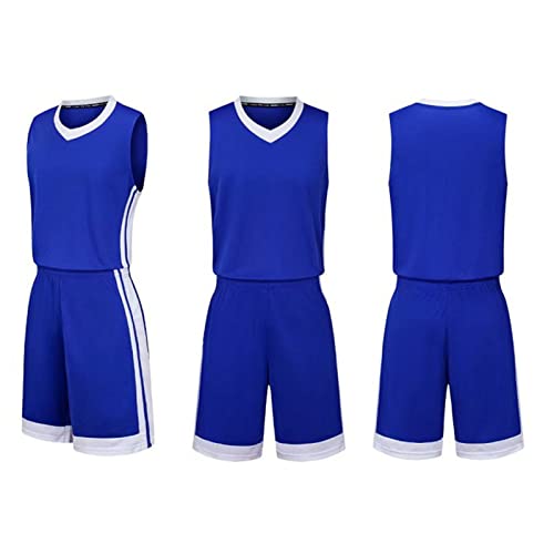 Basketball Trikot Für Kinder Herren Basketball Trikots Set Mesh Weste Shirt + Sommershorts?Junge/Erwachsene (Blue,S) von HULG