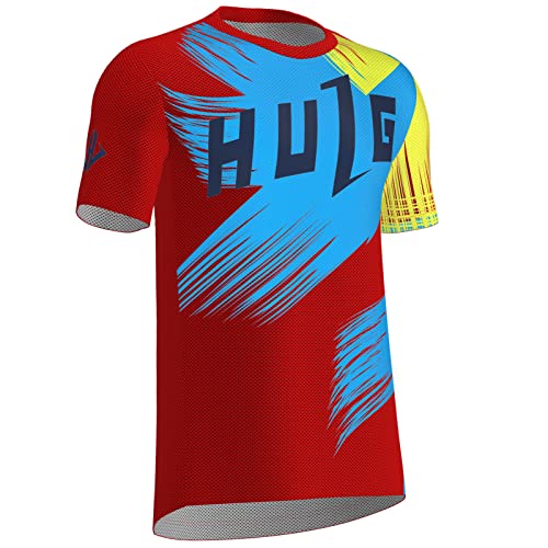 Herren Radtrikot, Fahrradtrikot Kurzarm,Fahrrad Shirt Fahrradbekleidung Radshirt Für Männer, Atmungsaktive Cycling Jersey Schnell Trocknen Radsport Bekleidung (Color-25,L) von HULG