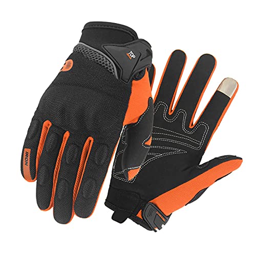 MTB Handschuhe,Enduro Handschuhe,fahradhandschuhe,Unisex RutschfesteMotocross Motorbike Road Off-Road Race Touch Screen Gloves (Orange,XL) von HULG