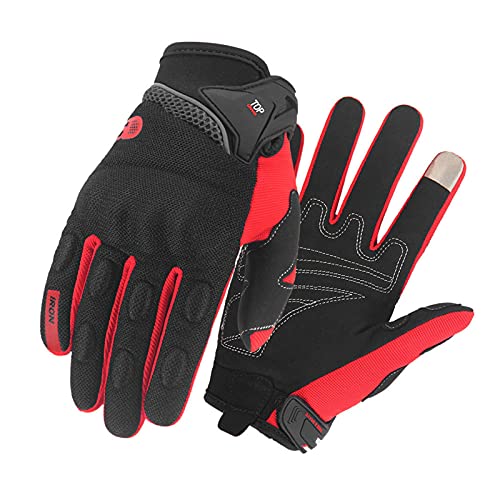 MTB Handschuhe,Enduro Handschuhe,fahradhandschuhe,Unisex RutschfesteMotocross Motorbike Road Off-Road Race Touch Screen Gloves (Red,XL) von HULG