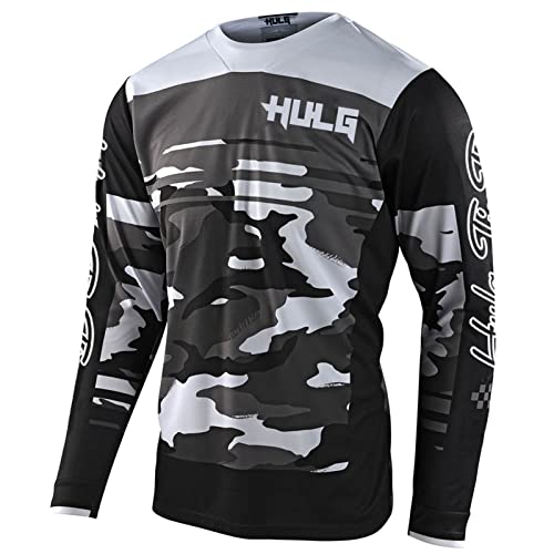 MTB Trikot,Herren Langarm MountainbikeShirt,Motocross-Shirt Langarm | MX MTB Mountainbike (Black,3XL) von HULG