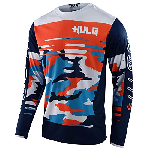 MTB Trikot,Herren Langarm MountainbikeShirt,Motocross-Shirt Langarm | MX MTB Mountainbike (Orange,4XL) von HULG