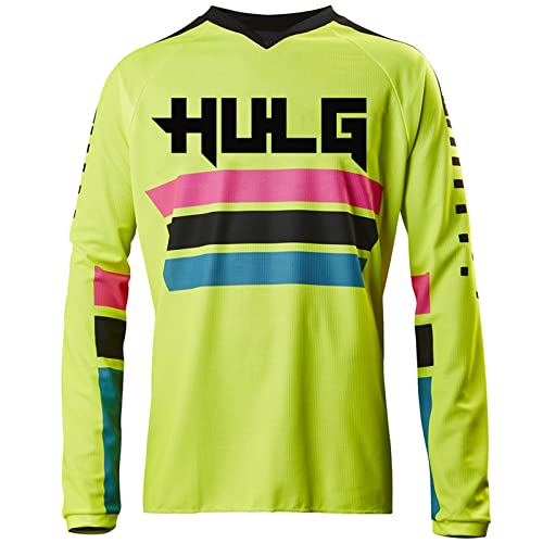 Motocross-Shirt Langarm, MX MTB Mountainbike, Passform Für Maximale Bewegungsfreiheit, Atmungsaktiv Bequem Weich Feuchtigkeitstransport Radtrikot (Green,3XL) von HULG