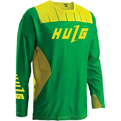 Mountainbike-Trikot,MTB Mountainbike Jersey,Atmungsaktives Material, Langarm/Kurzarm Mountainbike Shirt,maximale Bewegungsfreiheit (Yellow,4XL) von HULG