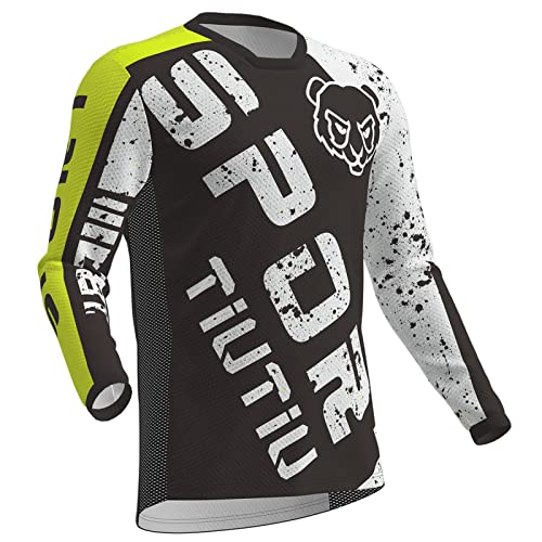 Radfahren Jersey,MTB-Trikot Outdoor-Radsport Fahrrad Reitanzug Langarm-Shirt,Unisex Downhill-Anzug Herren Mountainbike Motocross Trikot (Black,3XL) von HULG