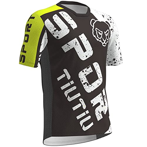 Radfahren Jersey,MTB-Trikot Outdoor-Radsport Fahrrad Reitanzug Langarm-Shirt,Unisex Downhill-Anzug Herren Mountainbike Motocross Trikot (Black,5XL) von HULG
