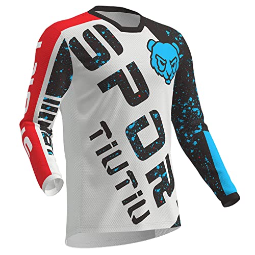 Radfahren Jersey,MTB-Trikot Outdoor-Radsport Fahrrad Reitanzug Langarm-Shirt,Unisex Downhill-Anzug Herren Mountainbike Motocross Trikot (Red,L) von HULG