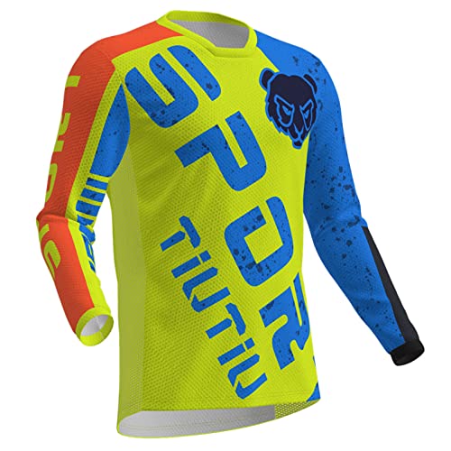 Radfahren Jersey,MTB-Trikot Outdoor-Radsport Fahrrad Reitanzug Langarm-Shirt,Unisex Downhill-Anzug Herren Mountainbike Motocross Trikot (Yellow,5XL) von HULG