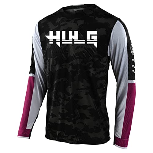 Radfahren Jersey Herren Mountainbike Motocross Jersey Langarm MTB T-Shirt,Shirt Downhill Fahrrad Jersey Schnelltrocknend (Color-15,L) von HULG