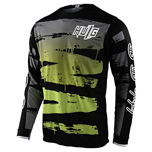 Radfahren Jersey Herren Mountainbike Motocross Jersey Langarm MTB T-Shirt,Shirt Downhill Fahrrad Jersey Schnelltrocknend (Color-19,XXL) von HULG
