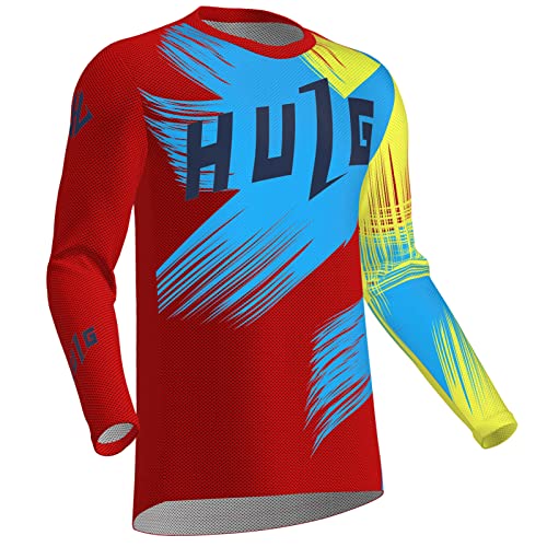 Radfahren Jersey Herren Mountainbike Motocross Jersey Langarm MTB T-Shirt,Shirt Downhill Fahrrad Jersey Schnelltrocknend (Color-28,XL) von HULG