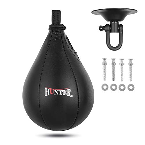 Hunter Speed Ball Boxing Cow Hide Leather MMA Muay Thai Training Punching Dodge Striking Bag Kit Hanging Swivel Workout von HUNTER