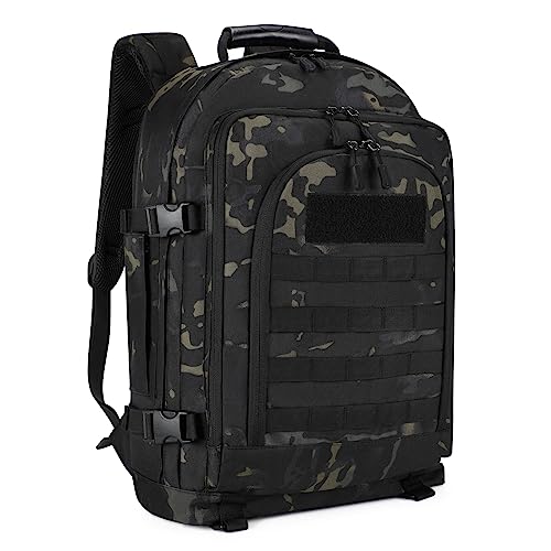 HUNTVP 30L-50L Taktischer Rucksack Erweiterbar Wanderrucksack MOLLE Trekkingrucksack Wasserabweisend Militär Kampfrucksack Bundeswehr Kletterrucksack für Herren Damen Outdoor, Camo von HUNTVP