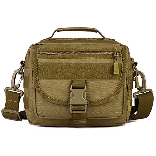 HUNTVP Taktisch Schultertasche Militär Crossbody Bag Wasserdicht Umhängetasche Messengerbag Aktentasche Handtasche mit Abnehmbar Schultergurt für Alltag Outdoor - Braun von HUNTVP