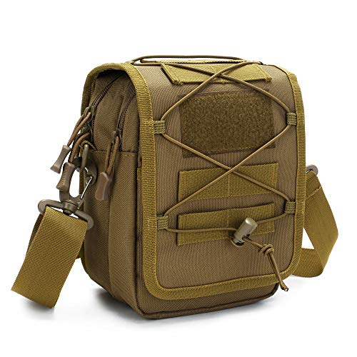 HUNTVP Taktische Umhängetasche Molle Schultertasche Militär Crossbody Bag Wasserdicht Sling Rucksack Multifunktional Messengerbag Crossbag Gürteltasche Bauchtasche für Sport Outdoor - Braun von HUNTVP