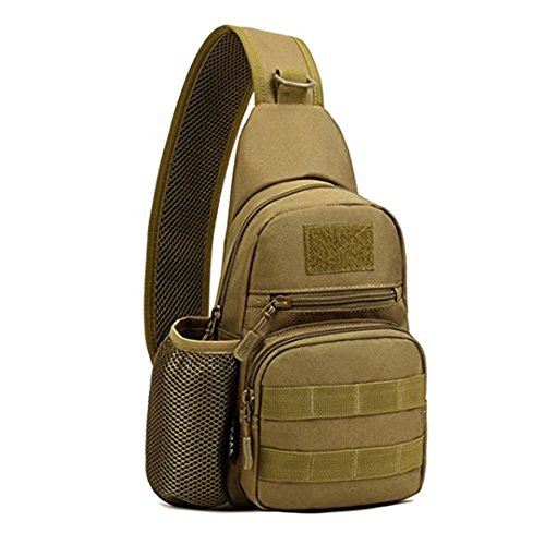 Huntvp Kleine taktische Sling Chest Pack Bag Molle Daypack Rucksack Military Crossbody, Unisex-Erwachsene, Typ1-Coyote Braun, 9.84" W x 9.84" H x 3.94" D von HUNTVP