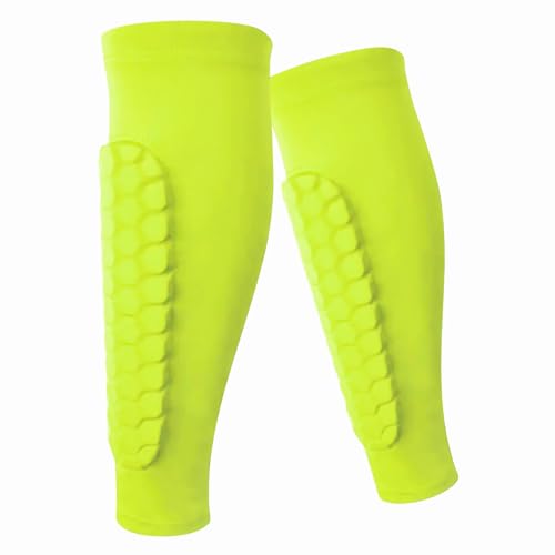 HUPIRCT Schienbeinschoner Fußball und Universal- Shin Guards für Kinder und Erwachsene (Fluoreszierendes Gelb, XL) von HUPIRCT