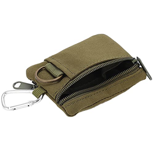 HUSHUI EDC Molle Pouch, Tragbares Mini-Schlüsselkartenetui, EDC-Brieftasche, Geldbörse mit Karabiner Sport, Wandern, Camping, Outdoor-Aktivitäten(Grün) von HUSHUI