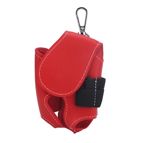 HUSHUI Golfball-Hüfttasche mit Tee-Halter, 2 Ballkapazität, Tragetasche aus PU-Leder mit Schnalle und Clip, Perfekt für Golfer (Rot) von HUSHUI