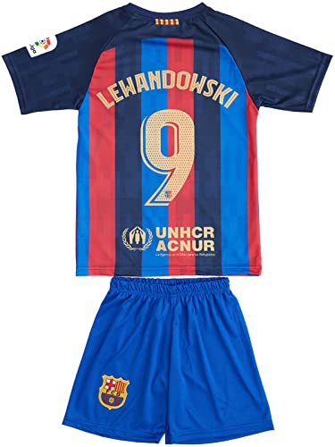 HUSSATEX Barcelona 2022/2023 Heim Robert Lewandowski #9 Kinder Trikot, Neu Saison, Shorts FußballTrikot (Blau,176) von HUSSATEX