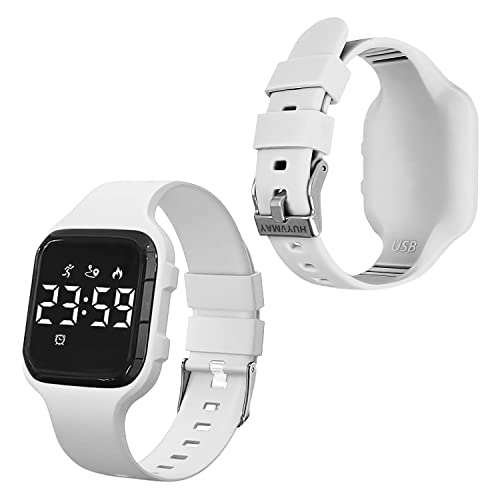 HUYVMAY Fitness Schrittzähler Uhr ohne App und Handy, 20-tägige Akkulaufzeit Wiederaufladbare Uhr, Wasserdicht Fitnessuhr für Junge Mädchen Kinder/Damen/senioren, Armbanduhr mit Schrittzahl 3 Weckers von HUYVMAY