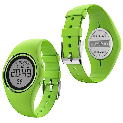 HUYVMAY Fitness Schrittzähler Uhr ohne App und Handy, IP68 wasserdichte Digitale Armbanduhr mit 2 Wecker, Stoppuhr, Countdown Stoppuhr, Distanzzähler, Kalorienzähler, Schritt Tracker für Damen/Kinder von HUYVMAY