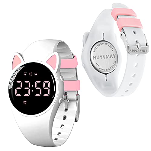 HUYVMAY Kinder Fitness Uhr Schrittzähler Uhr ohne App Handy Bluetooth, 1 Stunde Aufladung für 20 Tage Nutzung, IP68 wasserdichte Fitness Tracker für Kinder Boys Girls, Armbanduhr mit Wecker Timer von HUYVMAY