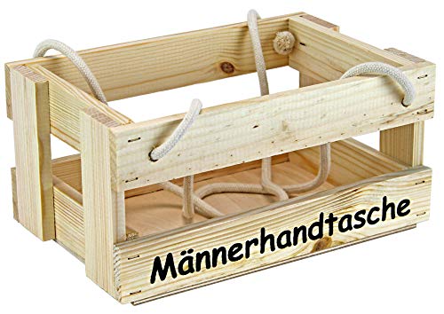 HW HOLZKISTEN-WELT Männerhandtasche aus Holz Natur - Bierträger Flaschenträger Getränketräger Geschenk von HW HOLZKISTEN-WELT