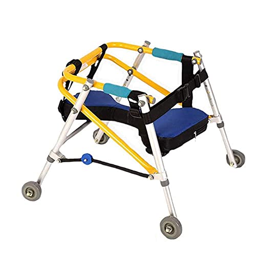 HWSY Rollatoren 4 Räder Zerebralparese Walker Kind, Gliedmaßenbehinderung Handläufe Krücken Kinder-Stehrahmen Verstellbarer Faltbarer Rollator mit Rädern (Gelb L) Interesting von HWSY