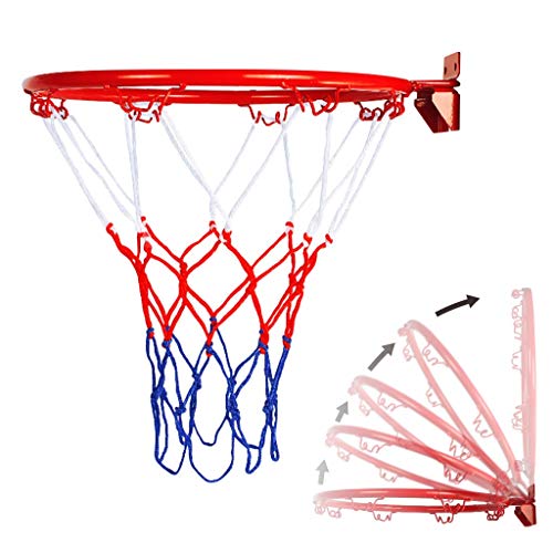 Basketball Eisen-Box Basketballkorb mit 32 cm Durchmesser + Netz Hänge Basketball Wand Befestigtes Tor Hoop Rim für den Außenbereich Innen Sehr Durable von HWTOP