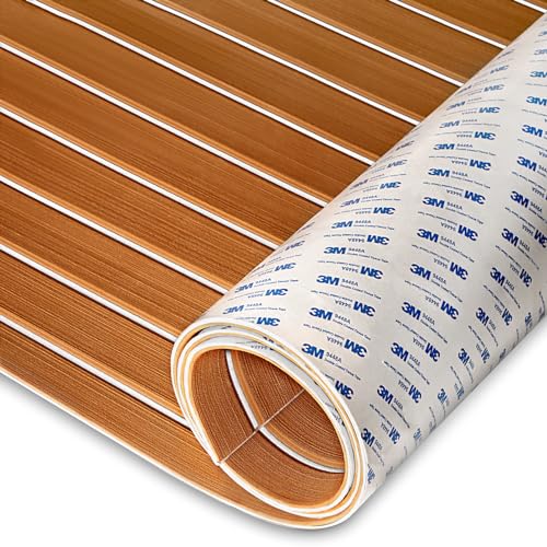 HXBYX 3M Eva Foam Boat Decking Marine Flooring Boats Mat Pad Faux Teak Sheet Seating Non-Slip Self-Adhesive for Boats Kayak Pontoon Yacht Swim Pool RV Floor 240X112cm/240X79cm/240X41cm/240X5.5cm. von HXBYX