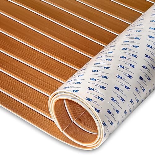 HXBYX Eva Schaum Boot Bodenbelag mit 3M Selbstklebende Unterstützung DIY Boote Decking Marine Blatt Faux Teak Material, rutschfeste Kühler Pads für Kajak Yacht SwimPool RV 240X112cm/240X79cm/240X41cm von HXBYX