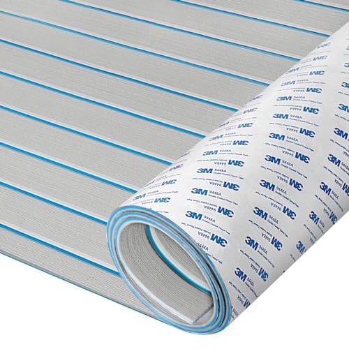 HXBYX Eva Schaum Boot Bodenbelag mit 3M Selbstklebende Unterstützung DIY Boote Decking Marine Blatt Faux Teak Material, rutschfeste Kühler Pads für Kajak Yacht SwimPool RV 240X112cm/240X79cm/240X41cm von HXBYX