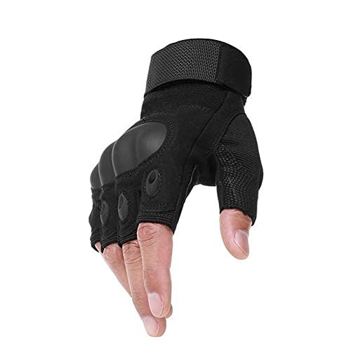 HXSZWJJ Outdoor Taktische Fingerlose Handschuhe Militärarmee Wandern Jagd Klettern Radfahren Gym Reiten Halbe Fingerhandschuhe (Color : Black, Size : L.) von HXSZWJJ