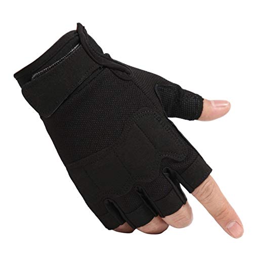 HXSZWJJ Outdoor Taktische Fingerlose Handschuhe Militärarmee Wandern Jagd Klettern Radfahren Reiten Halbe Fingerhandschuhe (Color : Black, Size : L.) von HXSZWJJ