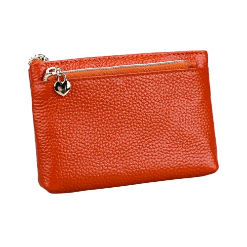 HXT-OAK Geldbörse Damen Leder Mini Geldbeutel Portmonee mit Reißverschluss Kartenfächer Brieftasche für Münze Kleingeld Braun von HXT-OAK