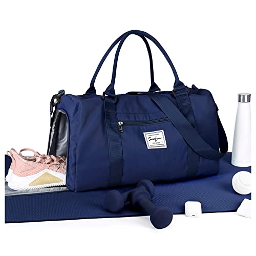 Sport Duffel Bag Damen,Handgepäck 45x36x20 für Ryanair Cabin Bag Sporttasche mit Nassfach & Schuhfach Reisetasche Handgepäck Tasche für Easyjet Flugzeug Weekender Bag Schwimmtasche,Royal Blue von HYC00