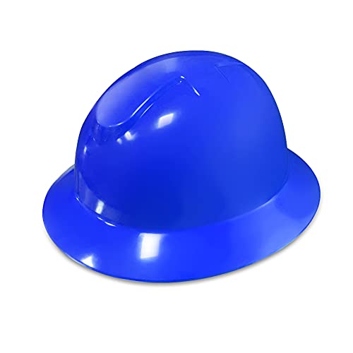 HYCOPROT Sicherheitshelm mit 6 Punkt Aufhängung Einstellbar Schutzhelm Belüfteter Langer Schirm Kopfschutzhelm Baukonstruktion Industrieschutzhelm (Blue) von HYCOPROT