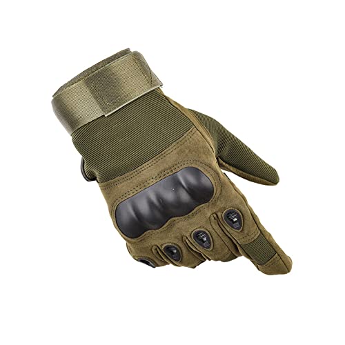 HYCOPROT Taktische Vollfinger Handschuhe, Touchscreen-Knöchelschutz, atmungsaktive, leichte Outdoor-Militärhandschuhe zum Schießen, Jagen, Motorradfahren, Klettern (Grün-1, XL) von HYCOPROT