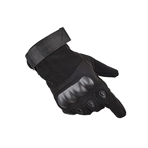 HYCOPROT Taktische Vollfinger Handschuhe, Touchscreen-Knöchelschutz, atmungsaktive, leichte Outdoor-Militärhandschuhe zum Schießen, Jagen, Motorradfahren, Klettern (Schwarz-1, S) von HYCOPROT