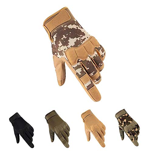 HYCOPROT Taktische Vollfinger Handschuhe, Touchscreen Motorrad Atmungsaktive Leichte Einsatzhandschuhe Outdoor Militär Zum Schießen Jagen Motorradfahren Klettern (Braun-1, Small) von HYCOPROT