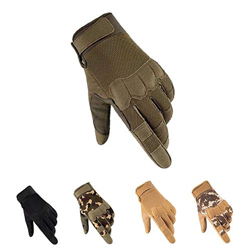 HYCOPROT Taktische Vollfinger Handschuhe, Touchscreen Motorrad Atmungsaktive Leichte Einsatzhandschuhe Outdoor Militär Zum Schießen Jagen Motorradfahren Klettern (Grün-1, Small) von HYCOPROT