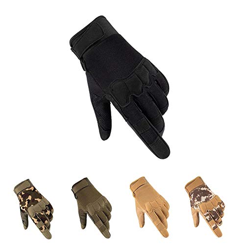 HYCOPROT Taktische Vollfinger Handschuhe, Touchscreen Motorrad Atmungsaktive Leichte Einsatzhandschuhe Outdoor Militär Zum Schießen Jagen Motorradfahren Klettern (Schwarz-1, Small) von HYCOPROT