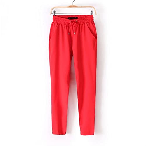 HYCYYFC Damen Golf Hosen 7/8 Stretch Knöchelhosen Sport Reisen Freizeitarbeitshosen Frauen mit Taschen (Color : Orange, Size : XXL) von HYCYYFC