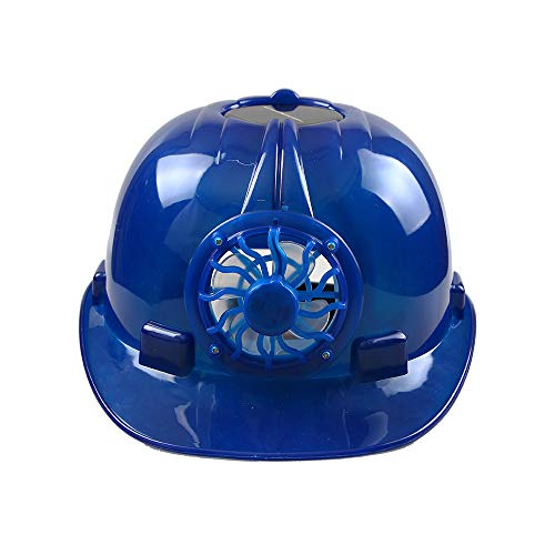 HYFAN Hard Hats Sicherheitshelm, belüftet, atmungsaktiv, harte Kappe mit Solarventilator und herausnehmbarem, verstellbarem Futter (PP, blau) von HYFAN